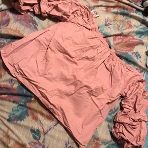Ruffle arm pink top